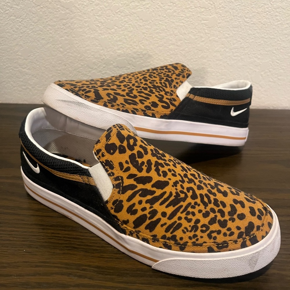Nike Leopard Print Slip-On Shoes - Black and Brown